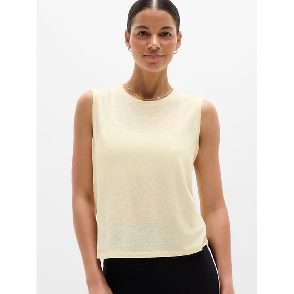 ATHLETA Getaway Linen Blend Muscle Tank Yellow NWT size XS
